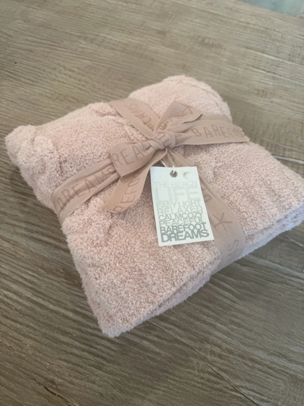 Barefoot Dreams Cable Baby Receiving blanket- Light Blush - Picture 1 of 5